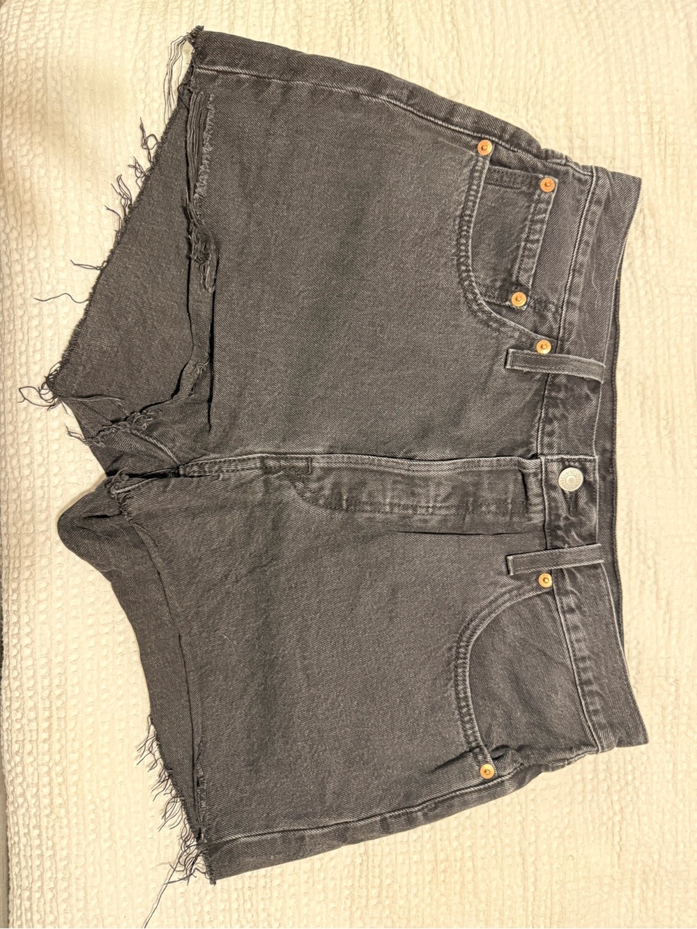 Levi's Black Frayed Hem Denim Shorts